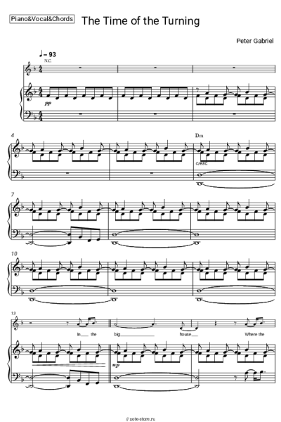 Ноты, аккорды Peter Gabriel - The Time of the Turning