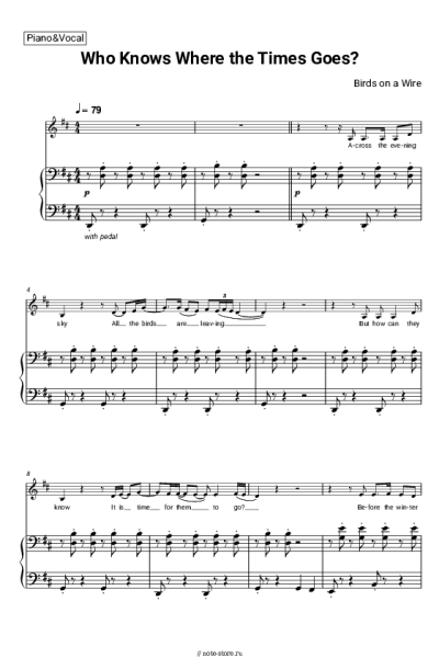 Ноты, аккорды Birds on a Wire - Who Knows Where the Times Goes?