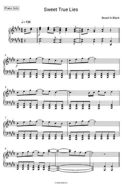 Ноты, аккорды Beast in Black - Sweet True Lies