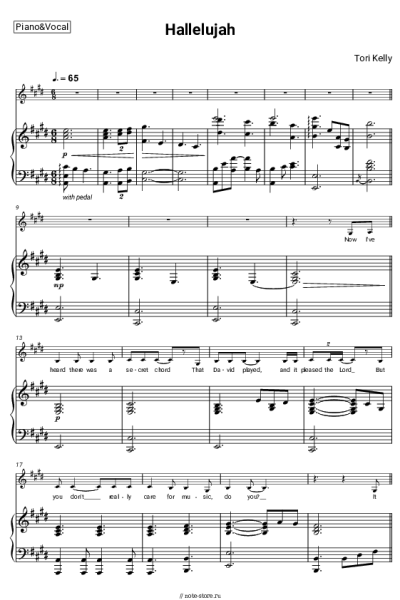 Ноты, аккорды Tori Kelly - Hallelujah