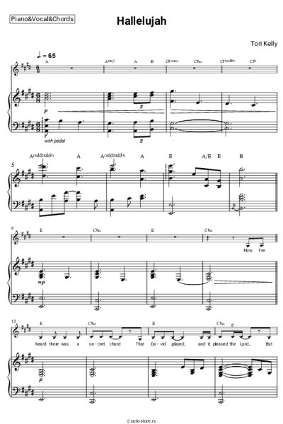 Ноты, аккорды Tori Kelly - Hallelujah