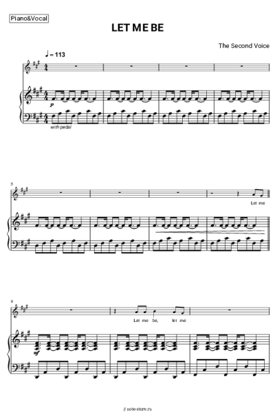 Ноты, аккорды The Second Voice - LET ME BE