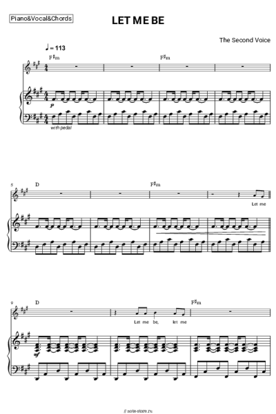Ноты, аккорды The Second Voice - LET ME BE