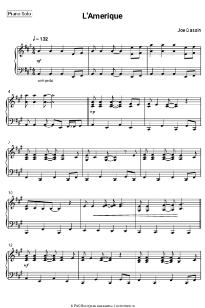 Ноты, аккорды Joe Dassin - L'Amerique