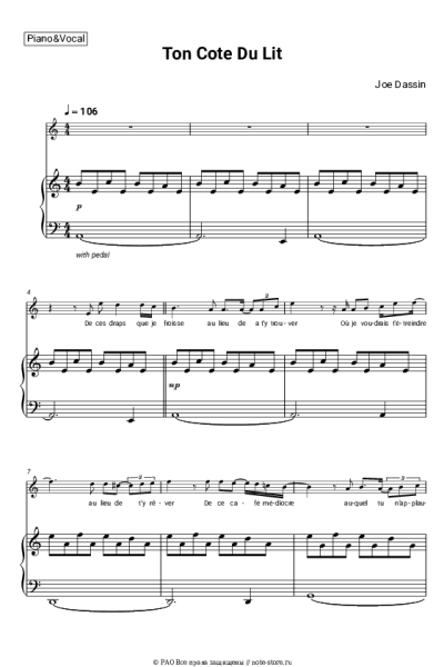 Ноты, аккорды Joe Dassin - Ton Cote Du Lit