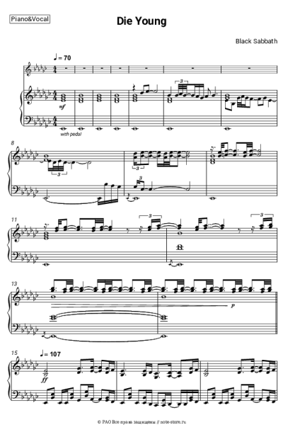 Ноты, аккорды Black Sabbath - Die Young