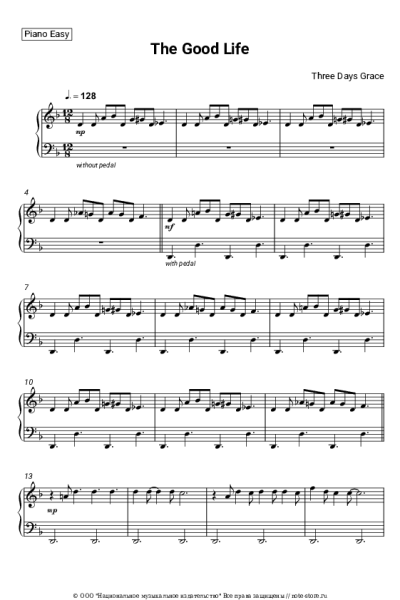 Ноты, аккорды Three Days Grace - The Good Life