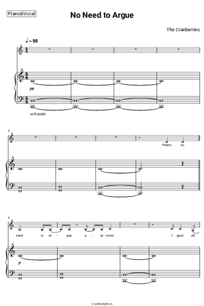 Ноты, аккорды The Cranberries - No Need to Argue