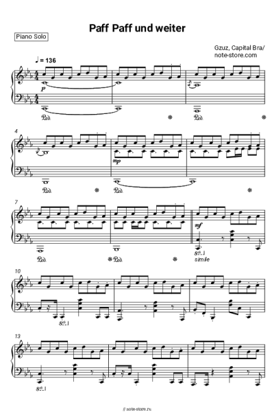 Ноты, аккорды Capital Bra, Gzuz - Paff Paff und weiter