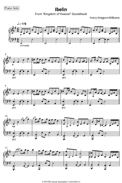 Ноты, аккорды Harry Gregson-Williams - Ibelin