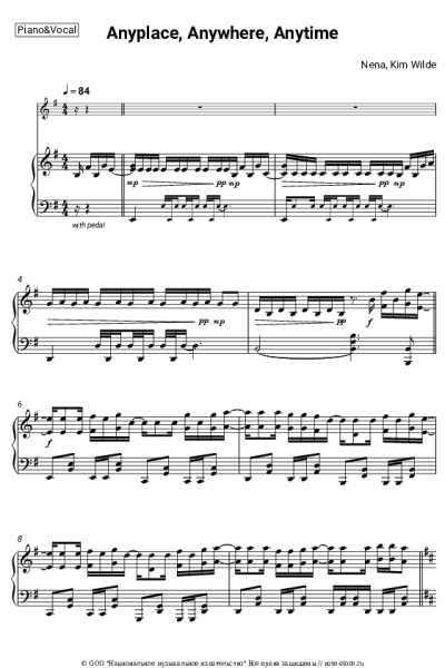 Ноты, аккорды Kim Wilde, Nena - Anyplace, Anywhere, Anytime