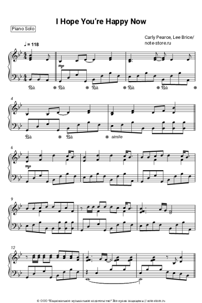 Ноты, аккорды Carly Pearce, Lee Brice - I Hope You’re Happy Now