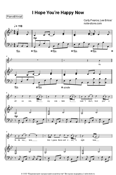 Ноты, аккорды Carly Pearce, Lee Brice - I Hope You’re Happy Now
