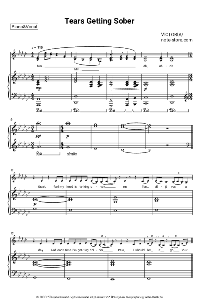 Ноты, аккорды VICTORIA - Tears Getting Sober