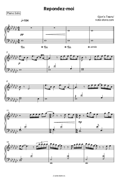 Ноты, аккорды Gjon’s Tears - Repondez-moi