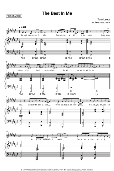 Ноты, аккорды Tom Leeb - The Best in Me
