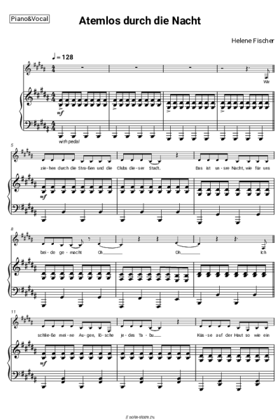 Ноты, аккорды Helene Fischer - Atemlos durch die Nacht