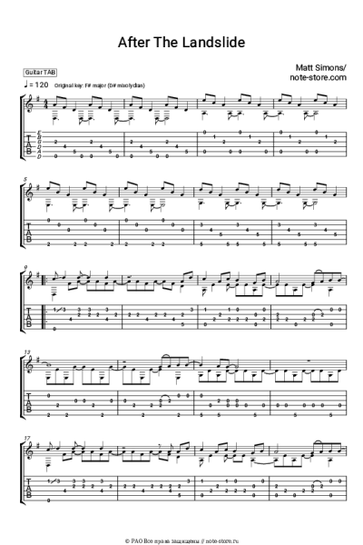 Ноты, аккорды Matt Simons - After the Landslide