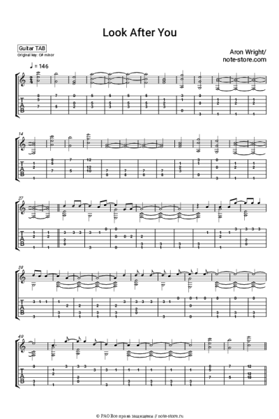 Ноты, аккорды Aron Wright - Look After You