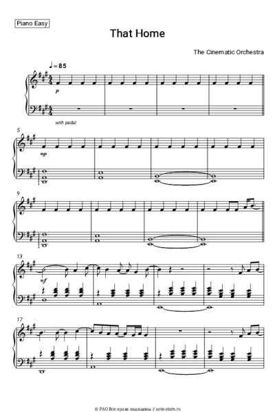 Ноты, аккорды The Cinematic Orchestra - That Home