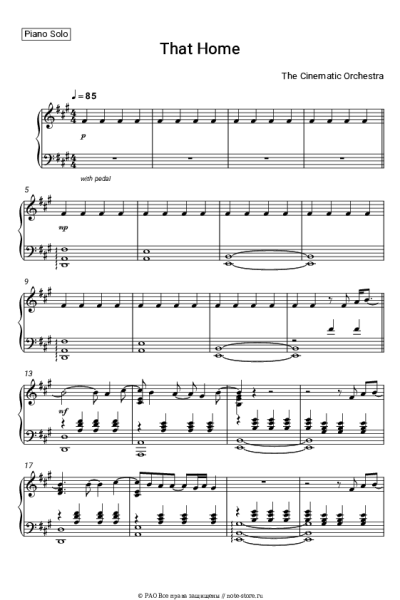 Ноты, аккорды The Cinematic Orchestra - That Home