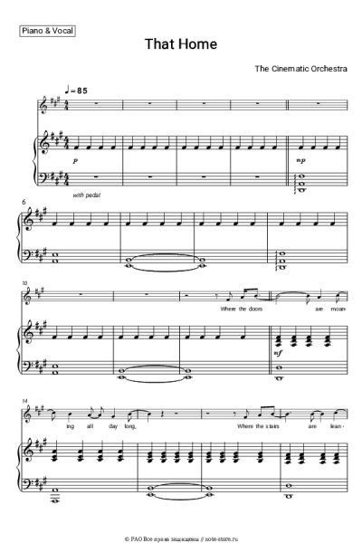 Ноты, аккорды The Cinematic Orchestra - That Home