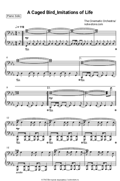 Ноты, аккорды The Cinematic Orchestra - A Caged Bird/Imitations of Life