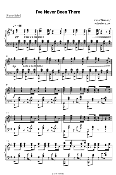 Ноты, аккорды Yann Tiersen - I've Never Been There