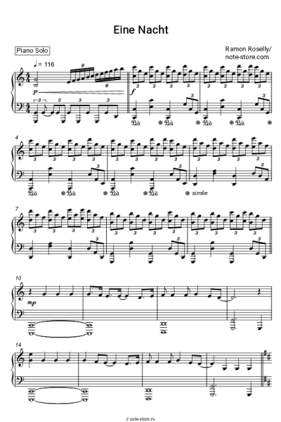 Ноты, аккорды Ramon Roselly - Eine Nacht