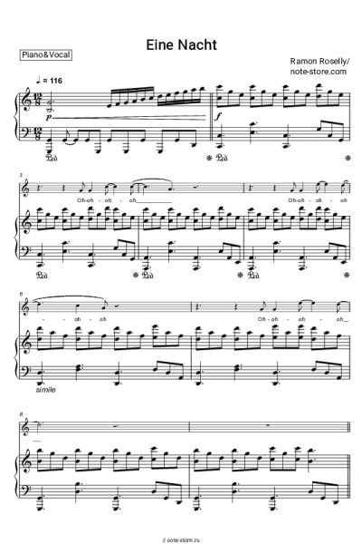 Ноты, аккорды Ramon Roselly - Eine Nacht
