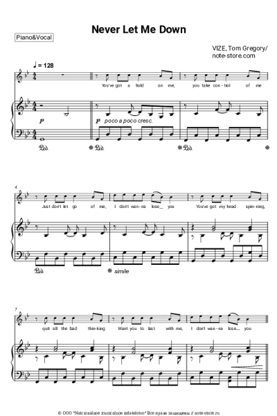 Ноты, аккорды VIZE, Tom Gregory - Never Let Me Down