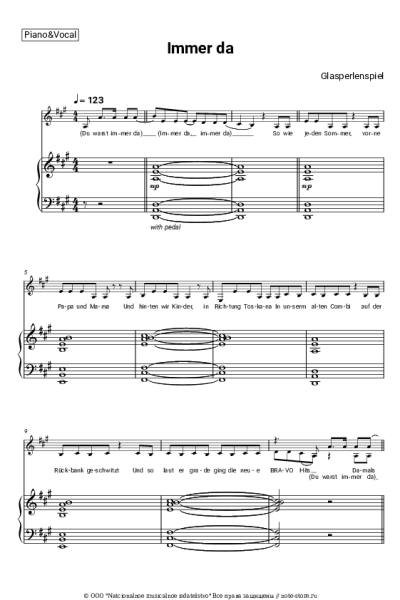 Ноты, аккорды Glasperlenspiel - Immer da