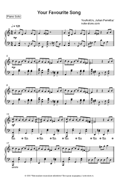 Ноты, аккорды YOUNOTUS, Julian Perretta - Your Favourite Song