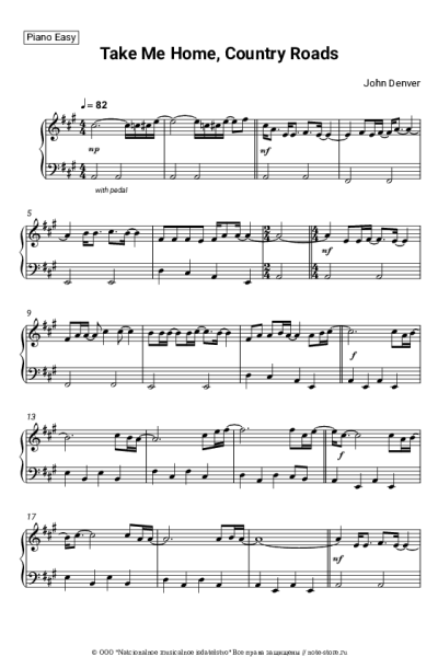 Ноты, аккорды John Denver - Take Me Home, Country Roads