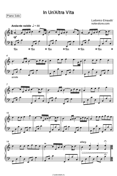 Ноты, аккорды Ludovico Einaudi - In Un'Altra Vita