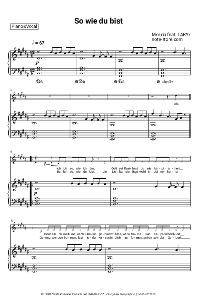 Ноты, аккорды MoTrip, Lary - So wie du bist