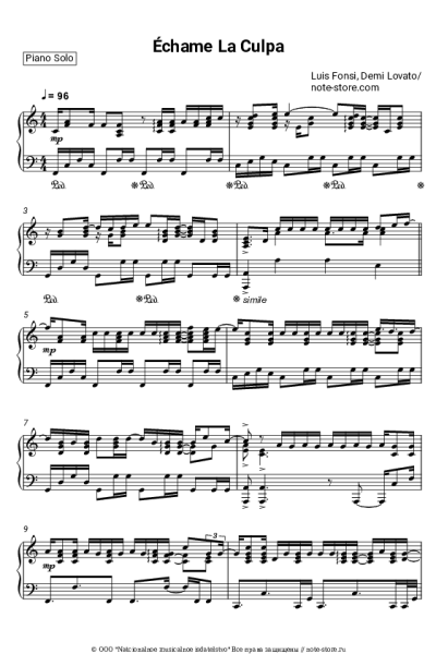 Ноты, аккорды Demi Lovato, Luis Fonsi - Échame La Culpa