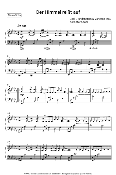 Ноты, аккорды Vanessa Mai, Joel Brandenstein - Der Himmel reißt auf