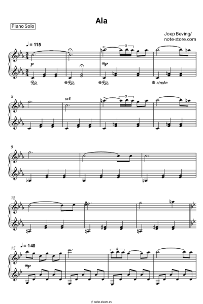 Ноты, аккорды Joep Beving - Ala