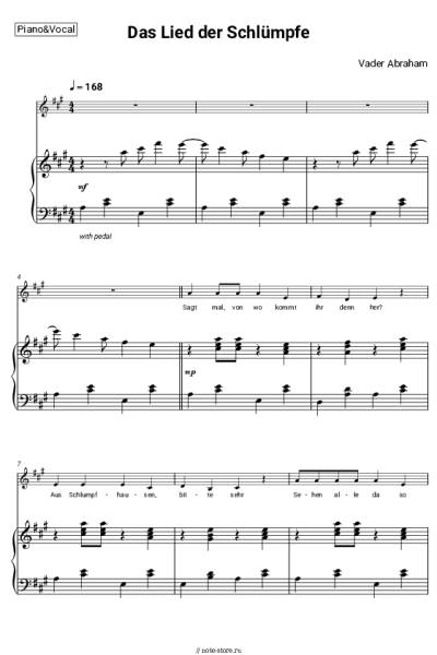 Ноты, аккорды Vader Abraham - Das Lied der Schlümpfe