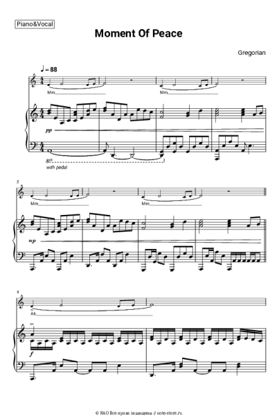 Ноты, аккорды Gregorian - Moment Of Peace
