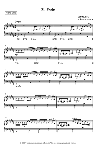 Ноты, аккорды Samra, Elif - Zu Ende