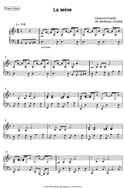 Ноты, аккорды -M- (Matthieu Chedid), Vanessa Paradis - La seine