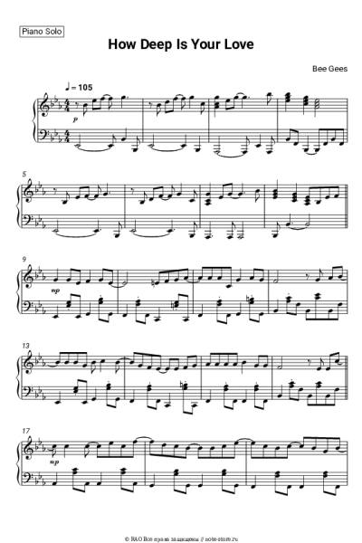 Ноты, аккорды Bee Gees - How Deep Is Your Love