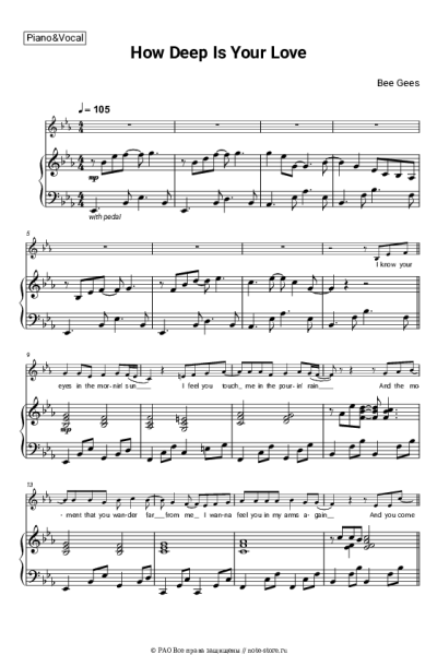 Ноты, аккорды Bee Gees - How Deep Is Your Love