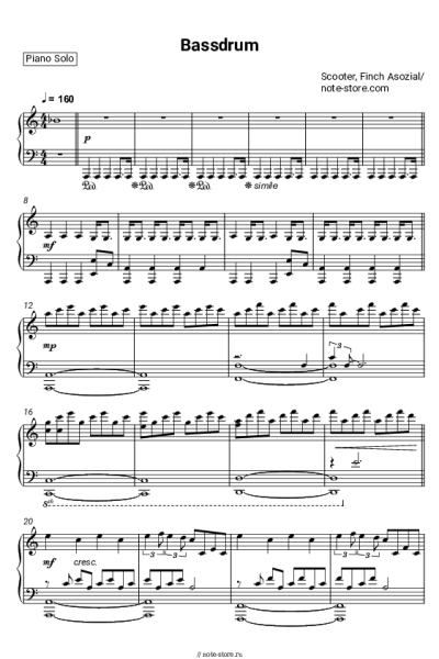 Ноты, аккорды Scooter, FiNCH - Bassdrum
