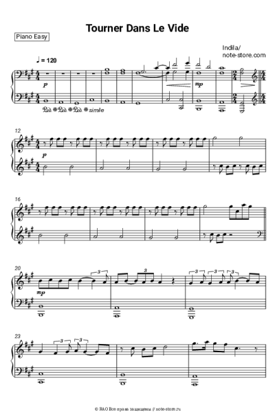 Ноты, аккорды Indila - Tourner Dans Le Vide