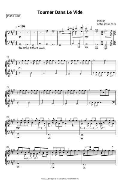 Ноты, аккорды Indila - Tourner Dans Le Vide
