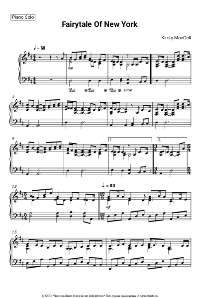 Ноты, аккорды The Pogues, Kirsty MacColl - Fairytale Of New York