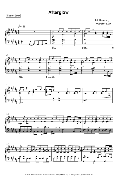 Ноты, аккорды Ed Sheeran - Afterglow